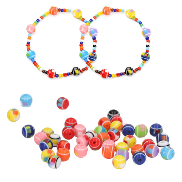 100 stk. harpiksafstandsperler holdbare harpiks assorterede farver store hul bredt anvendte armbåndsperler til smykkefremstilling DIY