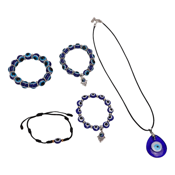 Blå Øje Armbånd Lykkebringende Komfortabel Slid Resin Glas Blå Øje Halskæde Blå Øje Dekoration Til Fødselsdag Jul