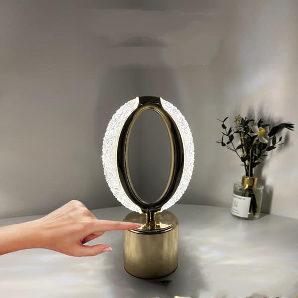 Touch Control Krystal Bord Skrivebordslampe USB Genopladelig Krys