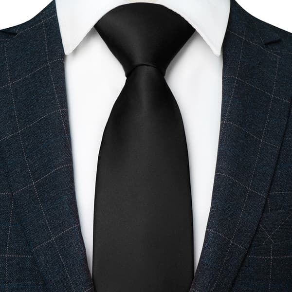 Herreslips i ensfarget, 3,15\" bredde 57\" lengde, jacquardvevd satengpolyester formelt slips for forretninger, bryllup, konfirmasjon og G black