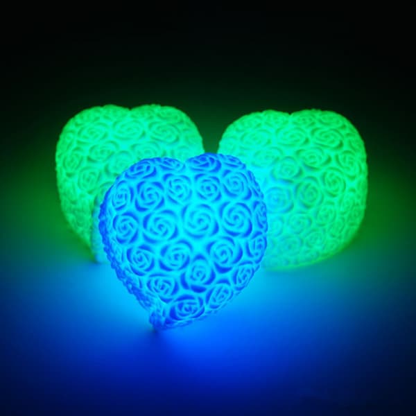 LED Romantisk Hjerteformet Rose Farverig Farverig Lysende Lille Nattelys Hjerteformet（6PCS）