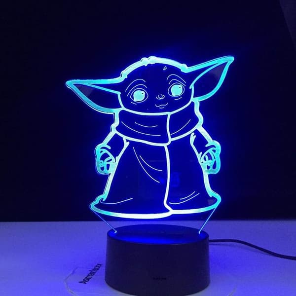 3D LED Illusjonslampe 16 Fargekonverteringslys Mini Yoda 3D