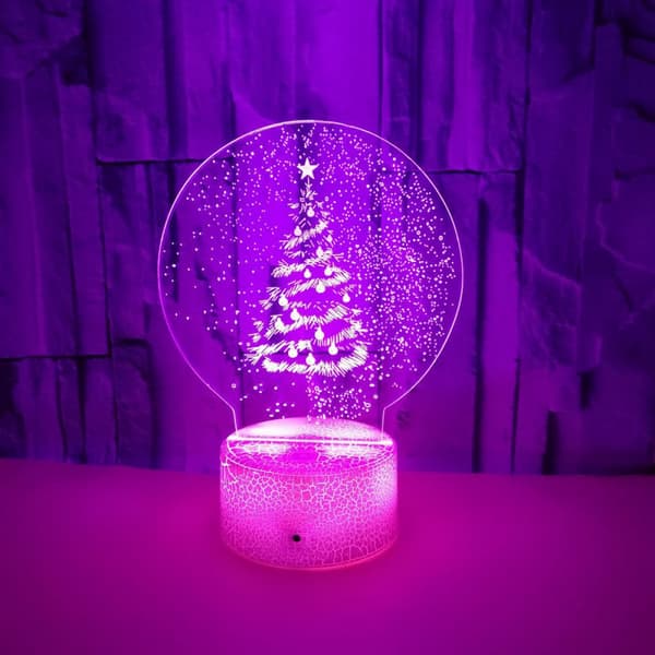Juletre Nattlampe, 3D Illusjonslampe, 7 Farger Endring
