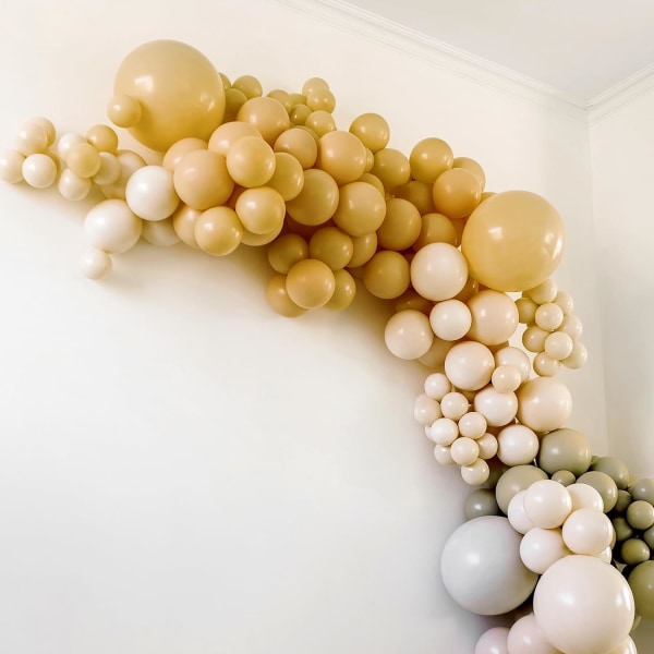 129 stk. Lysebrune Balloner Latex Tan Balloner Forskellige Størrelser 18 12 10 5 Tommer Festballon Sæt til Fødselsdagsfest Baby Shower Bryllupsdag D Light Brown