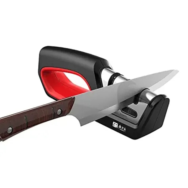 Fire-i-ett kjøkkenskjerper gjenoppretter kniver og sakser med taggete blader, diamant wolframstål keramikk kjøkkenverktøy