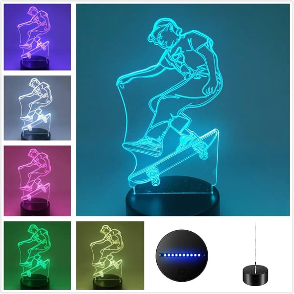 3D Illusjon Flerfarget USB Sovende Nattlys Skrivebordslampe