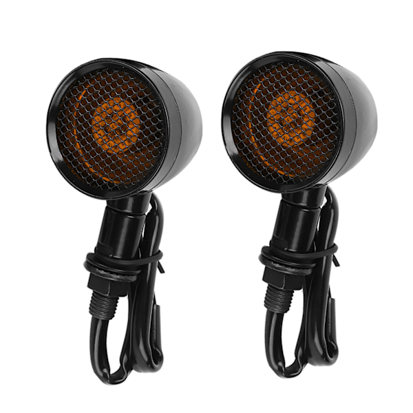 Universal Motorcykel Retro Bullet Gitter LED Blinklys Bremslys Metal Skall Blinklys Sort Skall Gul Linse