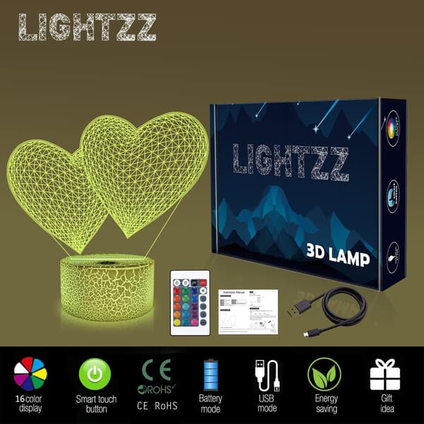 Jeg Elsker Dig 3D Natlampe LED Illusion Hjerte Bordlampe til