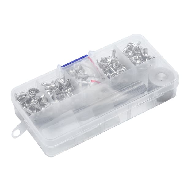 Sliver Round  Double Cap Leather Rivets med 3pcs Fitting Tools Set (9mm x 120sets)