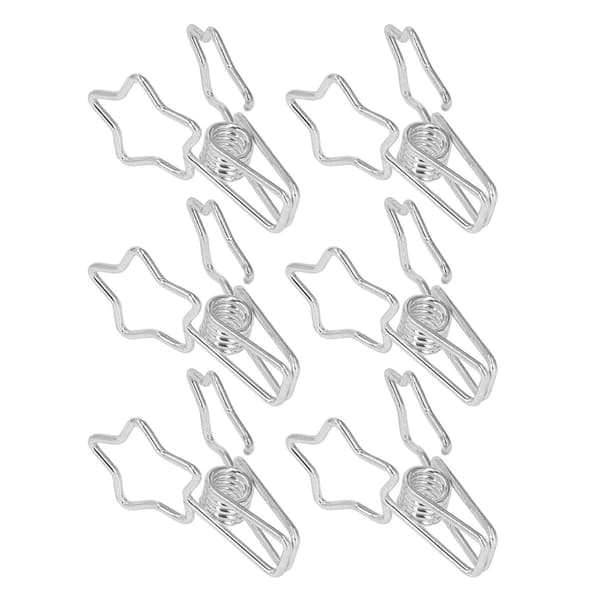100 stjärnformade klämmor i ihålig tecknad stil, starka klämmor, robusta små pappersklämmor för dokument, kläder, papper, silver