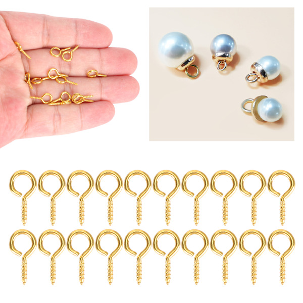 200 stk. Perleskrueøye Pin Pendant Connector Skrue Spike DIY Making Smykketilbehør Gull