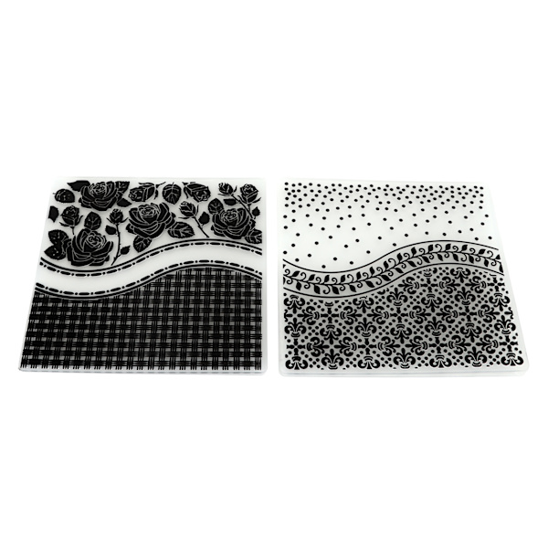 2 st präglingsmappar Unik design konkav konvex textur präglingsmallmapp för DIY inbjudningar korttillverkning