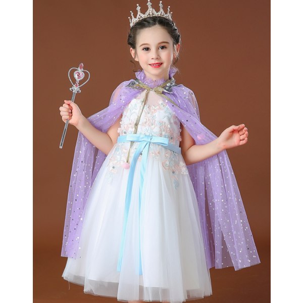 Prinsesse Tulle Kappe med Krone Halskjede Armbånd Tryllestav Prinsesse Kle Deg Ut Klær for Små Jenter Småbarn Multicolour+Blue Jewelry L(75CM)