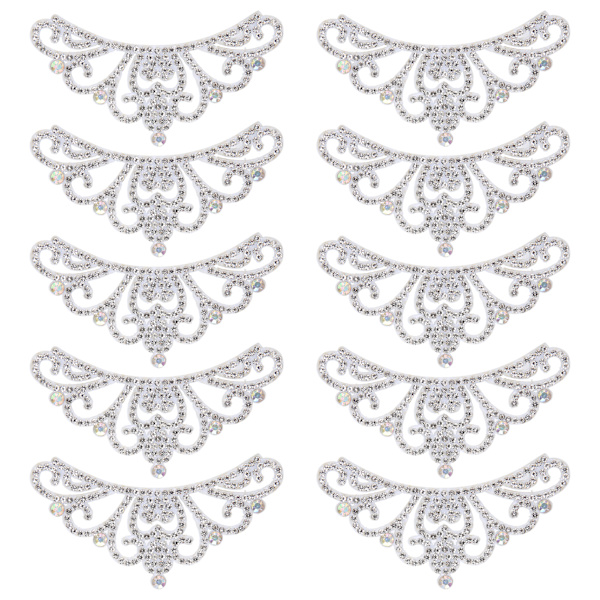 10 st Rhinestones tygapplikationer kronformade lappar klädtillbehör 8,3x4,5 cm vit