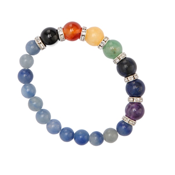 7 Chakra Armbånd Absorberer Oljer Balanserer Emosjonell Angst Lette Krystall Armbånd for Meditasjon Yoga Dumortieritt Kvartsitt