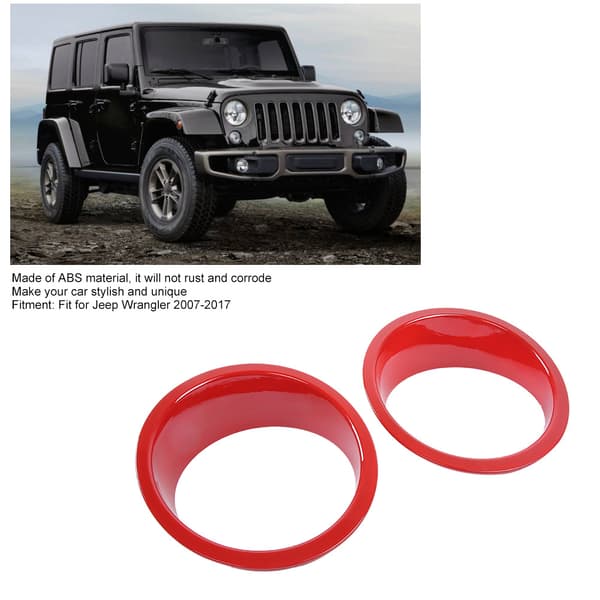 2 stk. Bil Forlygte Lygte Dæk Trim Passer til Jeep Wrangler 2007-2017 Rød