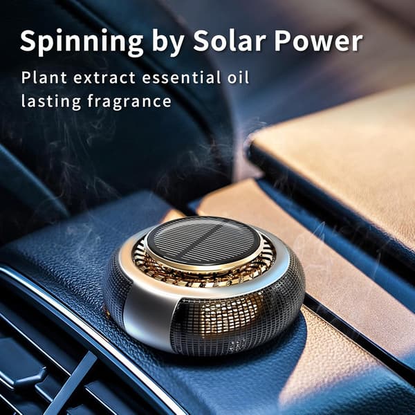 Solcelledrevet smart billuftfriskerdiffuser – Roterende aromaterapi-ornament biltilbehør cologne