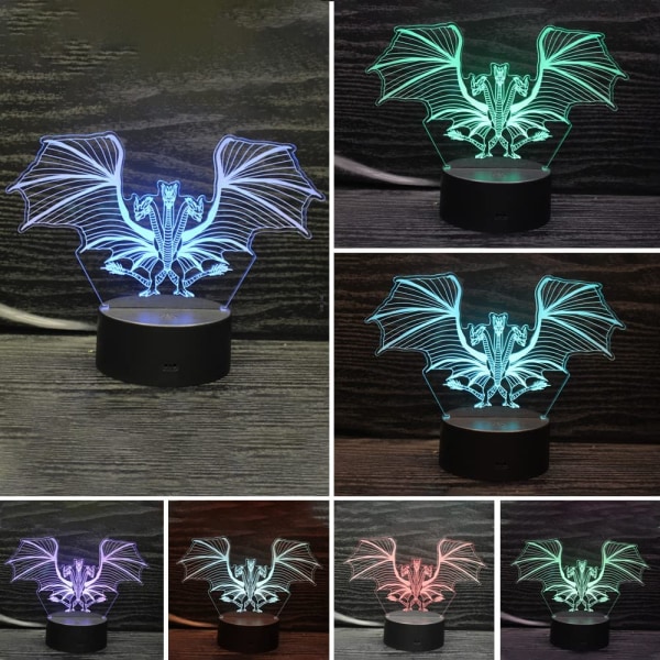 Godzilla War vs King Kong 3D nattlampa LED-dekoration för barnrum