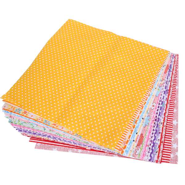 Stoff til quilting i 50 farger, bomullstrykk, DIY håndlagde sytilbehør 25 x 25 cm