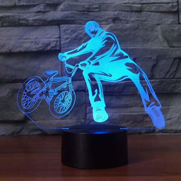 3D nattlampor 3D BMX Trickster bordslampa sängbordsdekor Bi