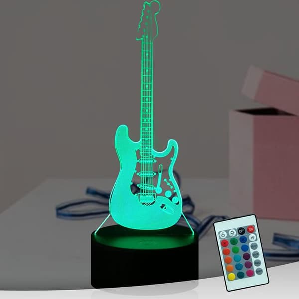 Basgitarr Present Gitarr 3D Nattlampa Musik Elgitarr Modell
