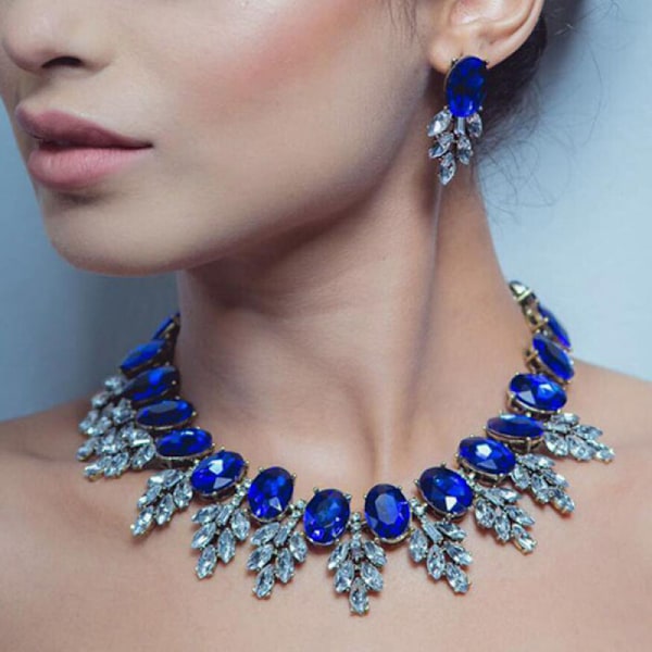 Kristallhalsband örhänge set, damhalsband stubbigt halsband