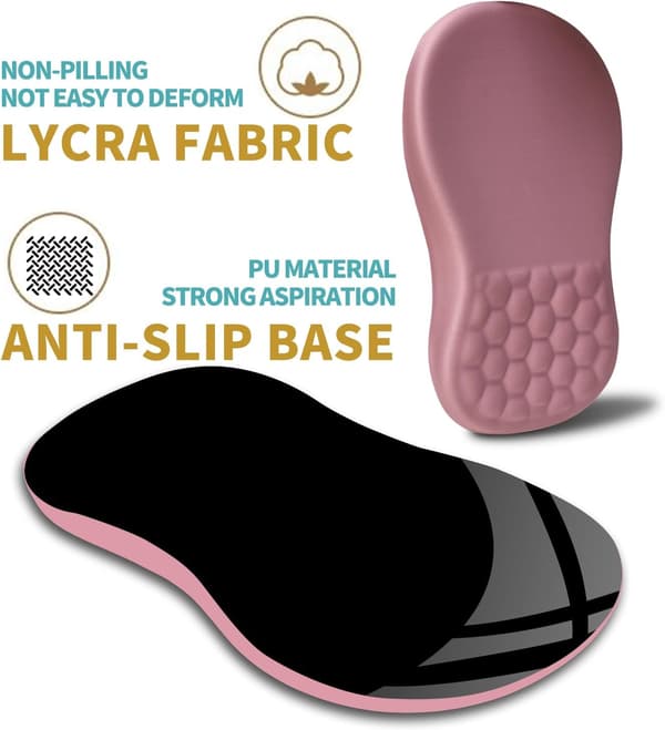 Ergonomisk musemåtte med håndledsstøtte, massage design smertelindrende musemåtte, memoryskum og skridsikker PU-base til trådløs mus, hjem Pink