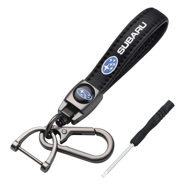Billogotyp Nyckelring i äkta läder kompatibel med Subaru Nyckelring Lädernyckelring Lämplig för kvinnor och män Subaru tillbehör