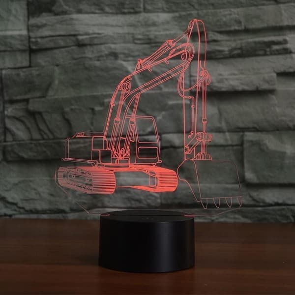 3D Optisk Illusjon Nattlys Leketøyslampe, Fjernkontroll, Dimmbar