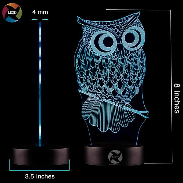 3D Optisk Illusions Natlampe - 7 LED Farveskiftende Lampe