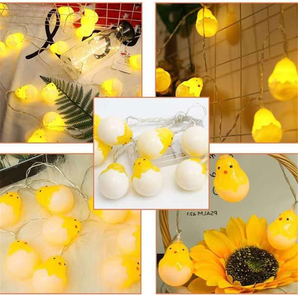 Påskebatteridrevne lyslenker 1,5 m 10 LED, søte kylling/knekt egg/påskeeggformede lys, innendørs romdekor til påske Eggshell chicken