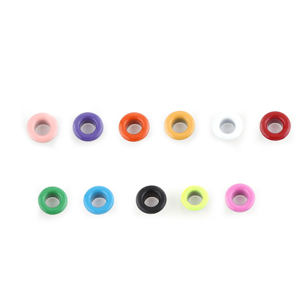 100 set 5mm metalliska scrapbooking-öljetter spänne läderhantverk klädtillbehör (blandad färg)