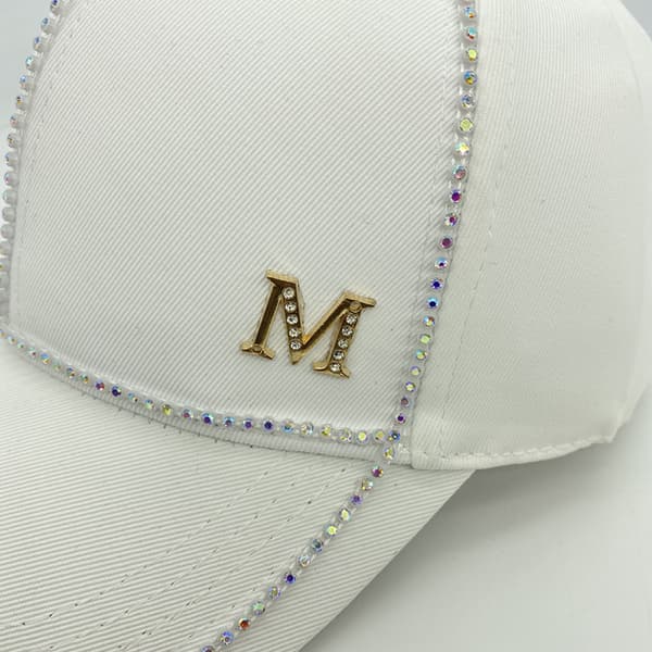Rhinestone M Standard Vild Baseball Cap Dame Forår Og S White