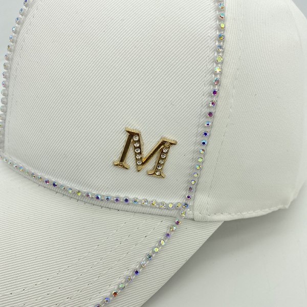 Rhinestone M Standard Wild Baseball Cap Dam White
