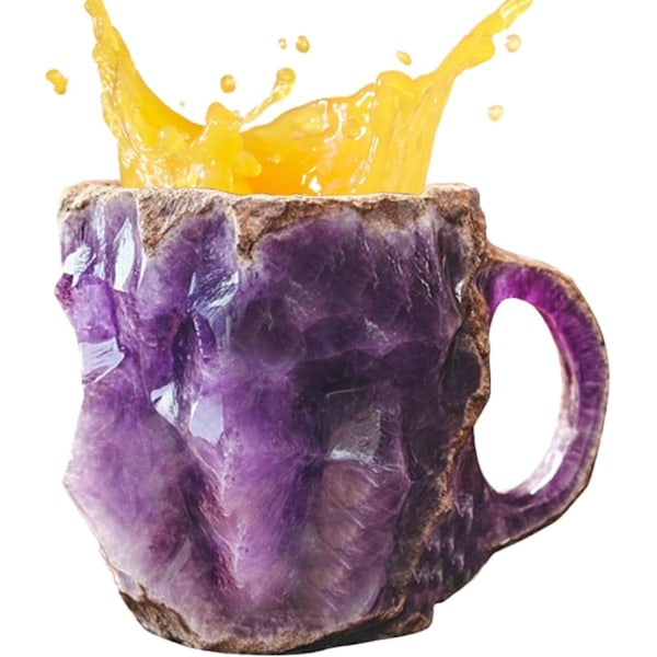 Kaffekrus, Geode Krus, Naturlig Onyx Krystal Kop, Resin Krystal Dekorative Krus