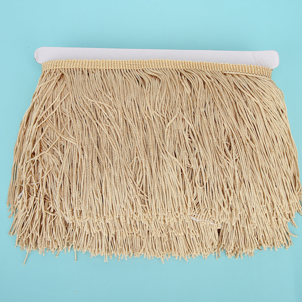 10yd 14cm Lang Frynser Latin Kjole Kvaster Polyester Blonder Trim Bånd Sy Scene DIY Gardin Beklædning TilbehørLyse Kaffe