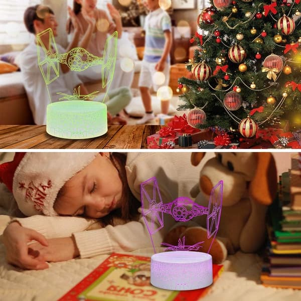 3D Illusion Natlampe Skrivebordslampe, 7 Farver Auto Gradvis Cha