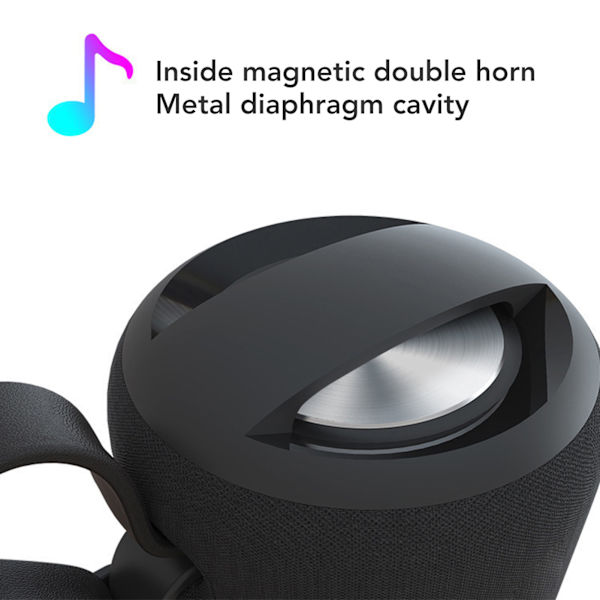 Bluetooth-högtalare multifunktionell IPX5 vattentät stark bas stereoljud handsfree-samtal bärbar trådlös högtalare för hemresa fest Black
