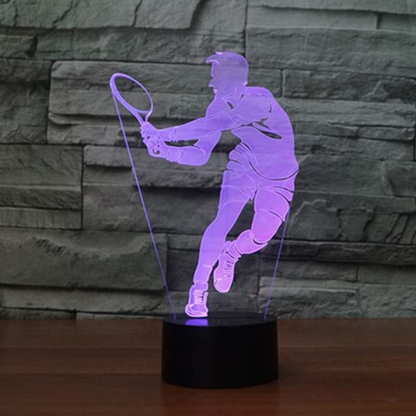 3D Optisk Illusjon Fargerikt Nattlys Tennis Touch USB LE