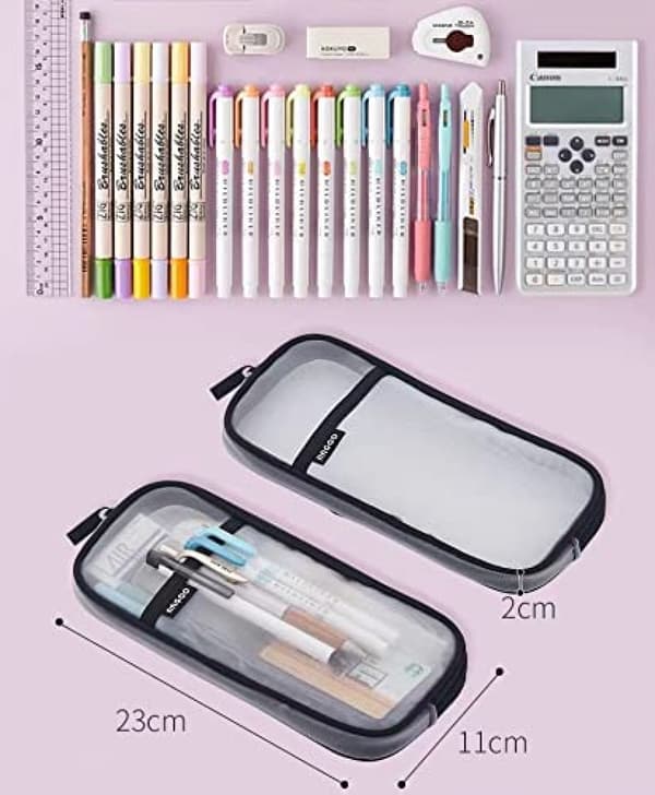 Net Mesh Penalhus Klar Simpel Papirvare Organizer, Pen Pink