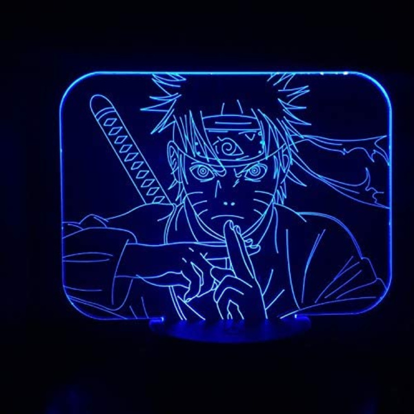 Naruto Kakashi Uchiha Sasuke 3D Illusionslampa Nattlampa Smart Touch, RGB-effekt USB-kabeldriven Kreativ 3D Japansk Animelampa