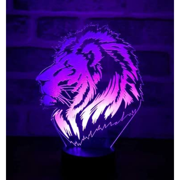 3D Tiger Lion Nattlampa Illusion 7 Färgförändrande Tou