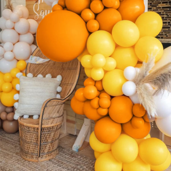 129 kpl keltaisen sarjan ilmapalloja eri kokoja 18 12 10 5 tuuman pakkaus oransseja keltaisia ilmapalloja Garland Arch Extra Large ilmapalloja syntymäpäivälahjaksi Orange Yellow