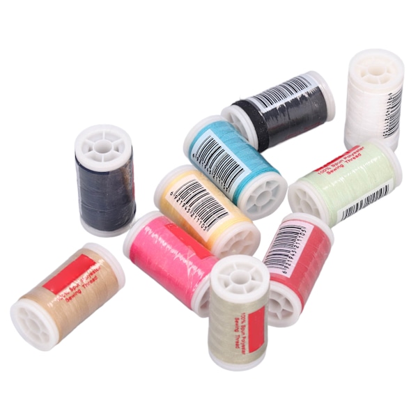 10 stk sytråd i forskjellige farger, høykvalitets polyester sytrådsett for husholdningssymaskin, DIY quilting og sying