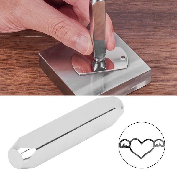 6mm 1/4in Karbonstål Design Stempel Punch Stansing Verktøy for DIY Lær Tre Smykker Håndverk Hjerte