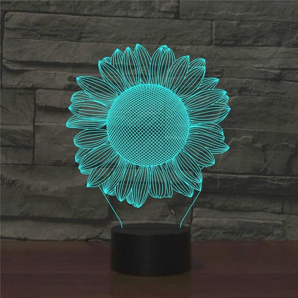 3D Solros Optisk Illusion Modell Visuell Nattlampa 7 Färger