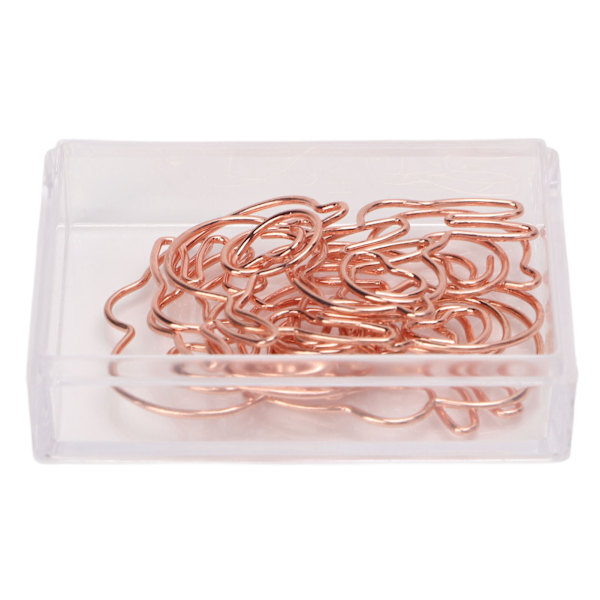 100 st papperklämmor Bärbar söt djurform Galvanisering Roséguld Metall Papper Klämma Box Kontorsmaterial Kanin