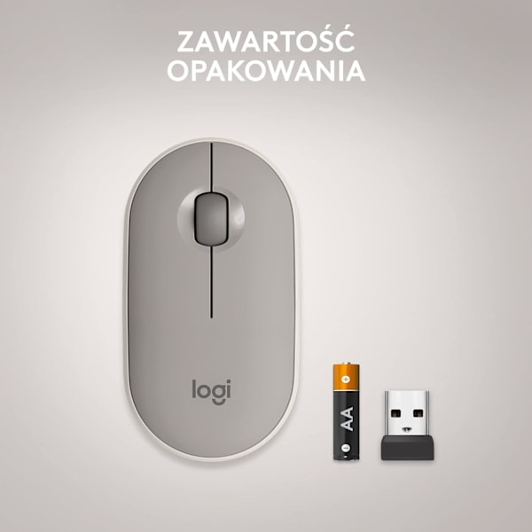 Logitech M350 Pebble trådløs mus med Bluetooth eller 2,4 GHz-modtager, lydløs, slank computermus med stille klik Grey
