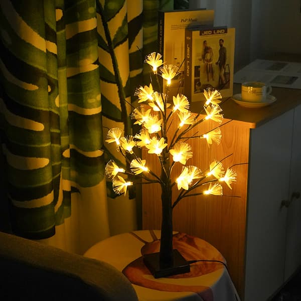 LED Blomster Fe Lys Lysende Kvist Gren Vase Dekorativ