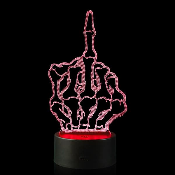 3D Illusion Middle Finger Thumbs Up Nattlampa med 16